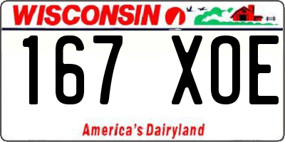 WI license plate 167XOE