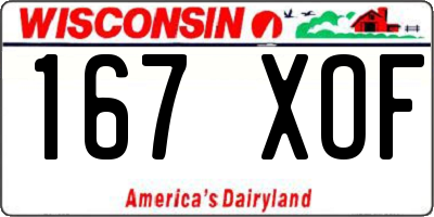 WI license plate 167XOF