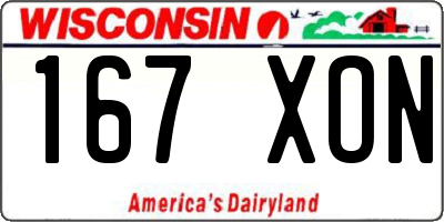 WI license plate 167XON