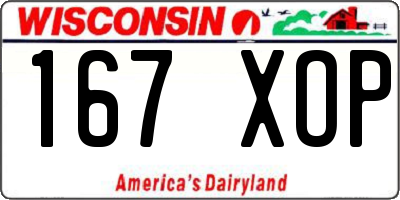 WI license plate 167XOP