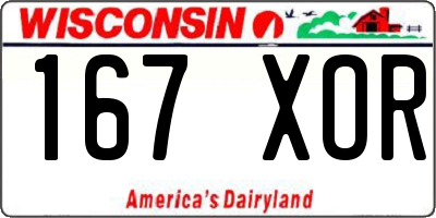 WI license plate 167XOR