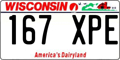 WI license plate 167XPE