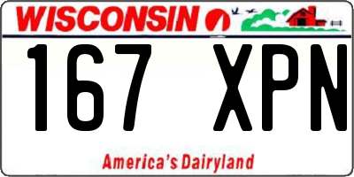 WI license plate 167XPN