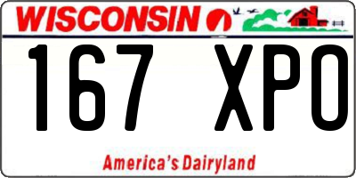 WI license plate 167XPO