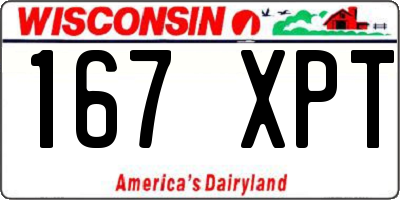 WI license plate 167XPT
