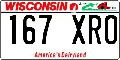 WI license plate 167XRO