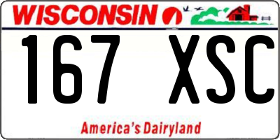 WI license plate 167XSC