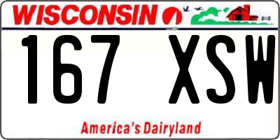 WI license plate 167XSW