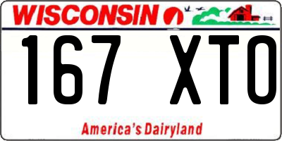 WI license plate 167XTO