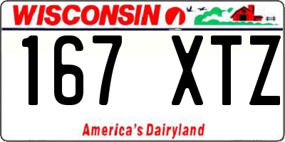 WI license plate 167XTZ