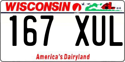 WI license plate 167XUL