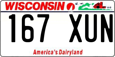 WI license plate 167XUN