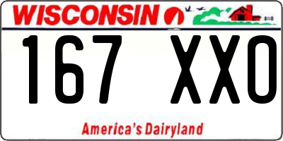 WI license plate 167XXO