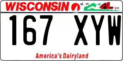 WI license plate 167XYW