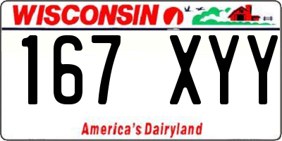 WI license plate 167XYY