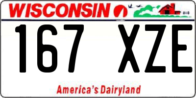 WI license plate 167XZE