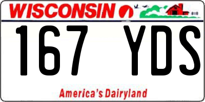 WI license plate 167YDS
