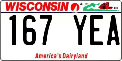 WI license plate 167YEA