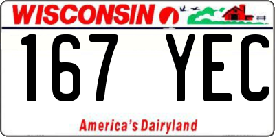 WI license plate 167YEC