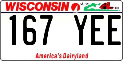 WI license plate 167YEE