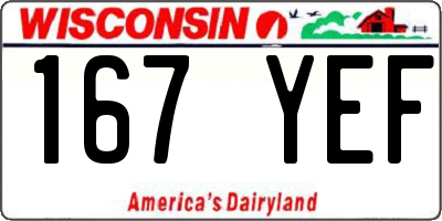 WI license plate 167YEF