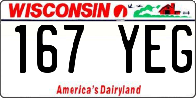 WI license plate 167YEG