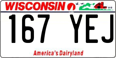 WI license plate 167YEJ