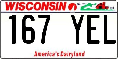 WI license plate 167YEL
