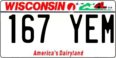 WI license plate 167YEM