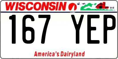 WI license plate 167YEP