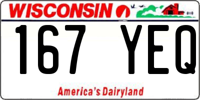 WI license plate 167YEQ