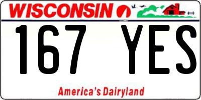 WI license plate 167YES