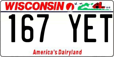 WI license plate 167YET