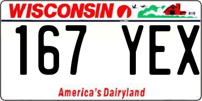 WI license plate 167YEX