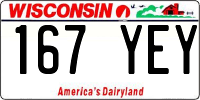 WI license plate 167YEY