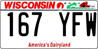 WI license plate 167YFW