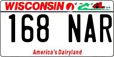WI license plate 168NAR