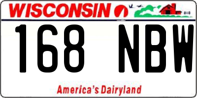 WI license plate 168NBW