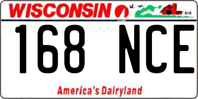 WI license plate 168NCE