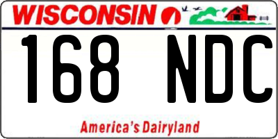 WI license plate 168NDC