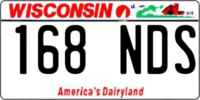 WI license plate 168NDS