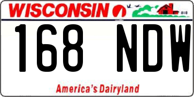 WI license plate 168NDW