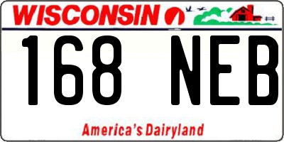 WI license plate 168NEB