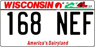 WI license plate 168NEF
