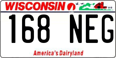 WI license plate 168NEG