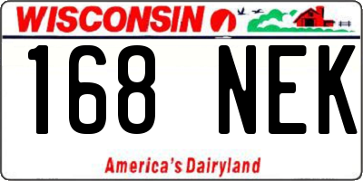 WI license plate 168NEK