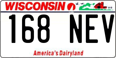 WI license plate 168NEV