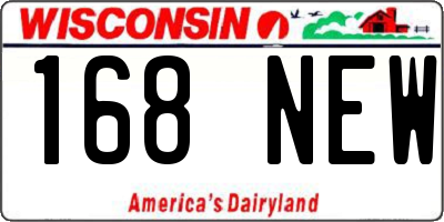 WI license plate 168NEW