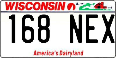 WI license plate 168NEX