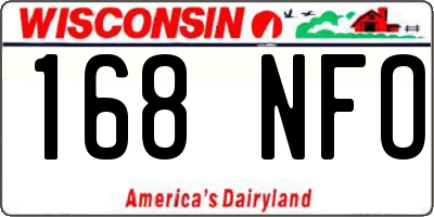 WI license plate 168NFO